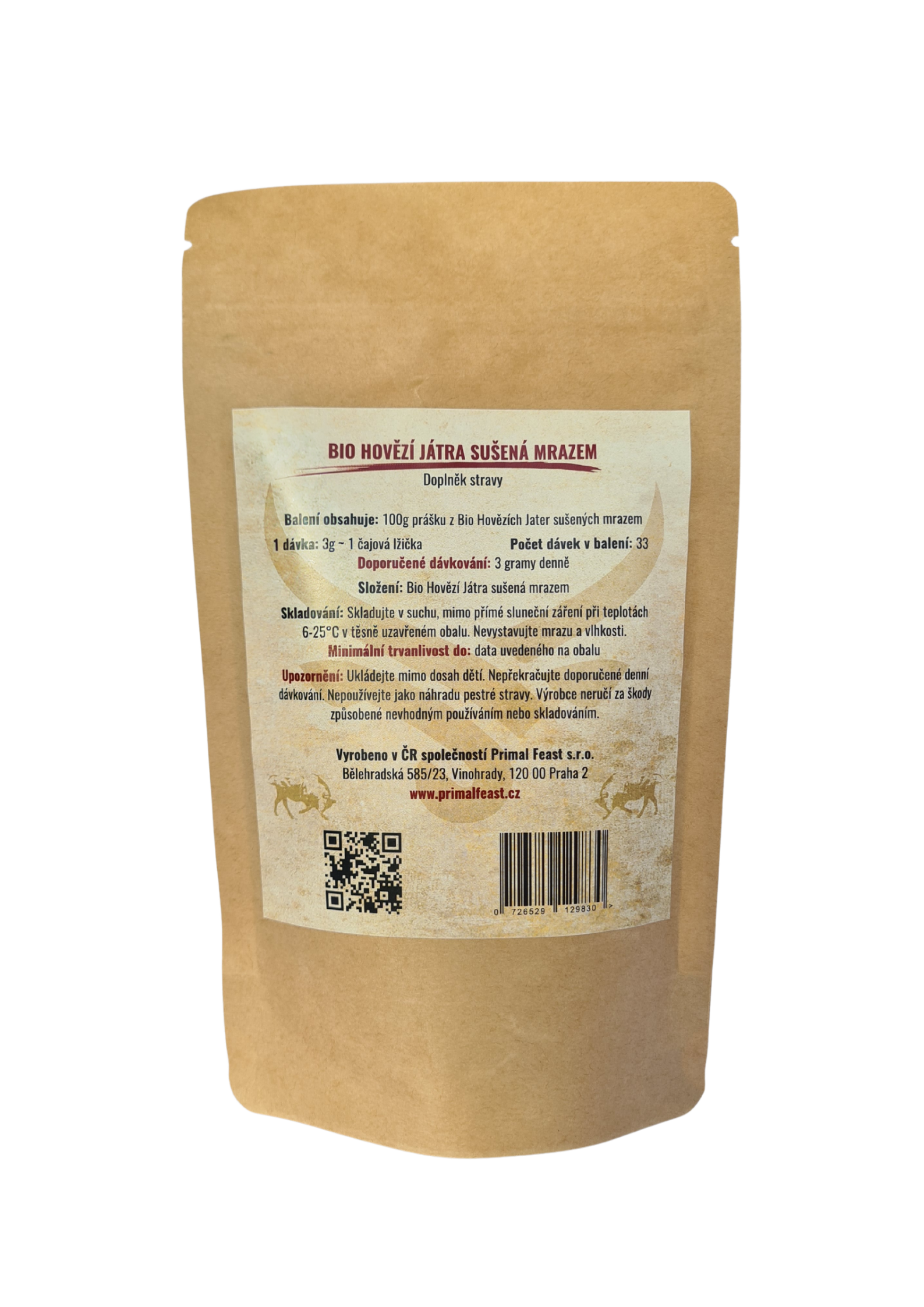 Beef Liver Powder - Bio Hovězí Játra Sušená Mrazem, Prášek 100 g